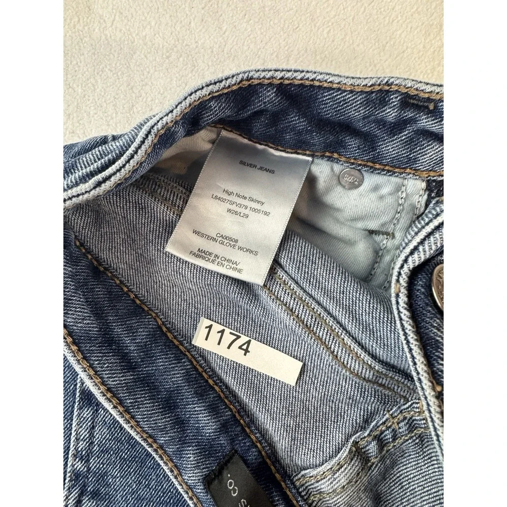 Silver Jeans Co Jeans Womens High Note Skinny Denim Blue Wash Size 26x29